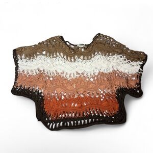 Warm Earthy colored Crochet poncho Shrug Top🫧